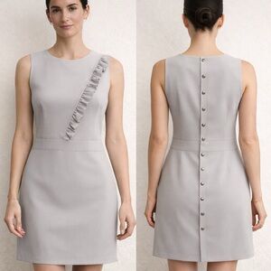 🇫🇷NWT DIAB’LESS Light Grey Ruffle Shift Dress (Size 3)